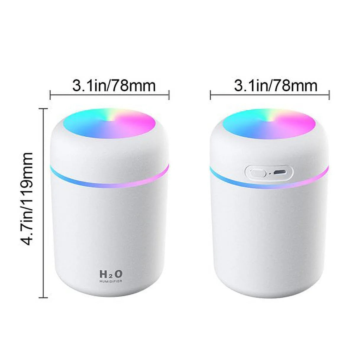 Air Humidifier 300Ml Ultrasonic Aroma Essential Oil Diffuser Mini USB Cool Mist Maker Aromatherapy with Colorful Light C