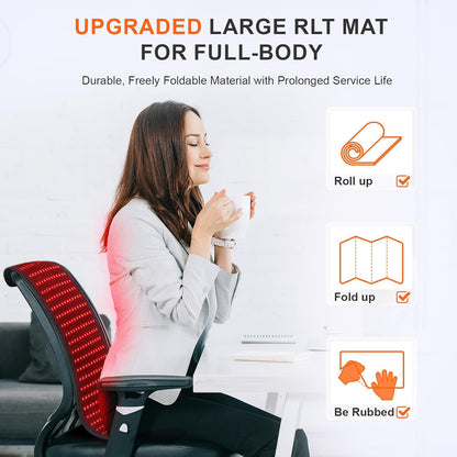 Red Light Therapy Mat, 360PCS Large Red Light Therapy Pad for Body with 660Nm 850Nm near Infrared Light Redlight Therapy Devices Mats Belt for Back Waist Shoulder Discomfort with Timer Pulse