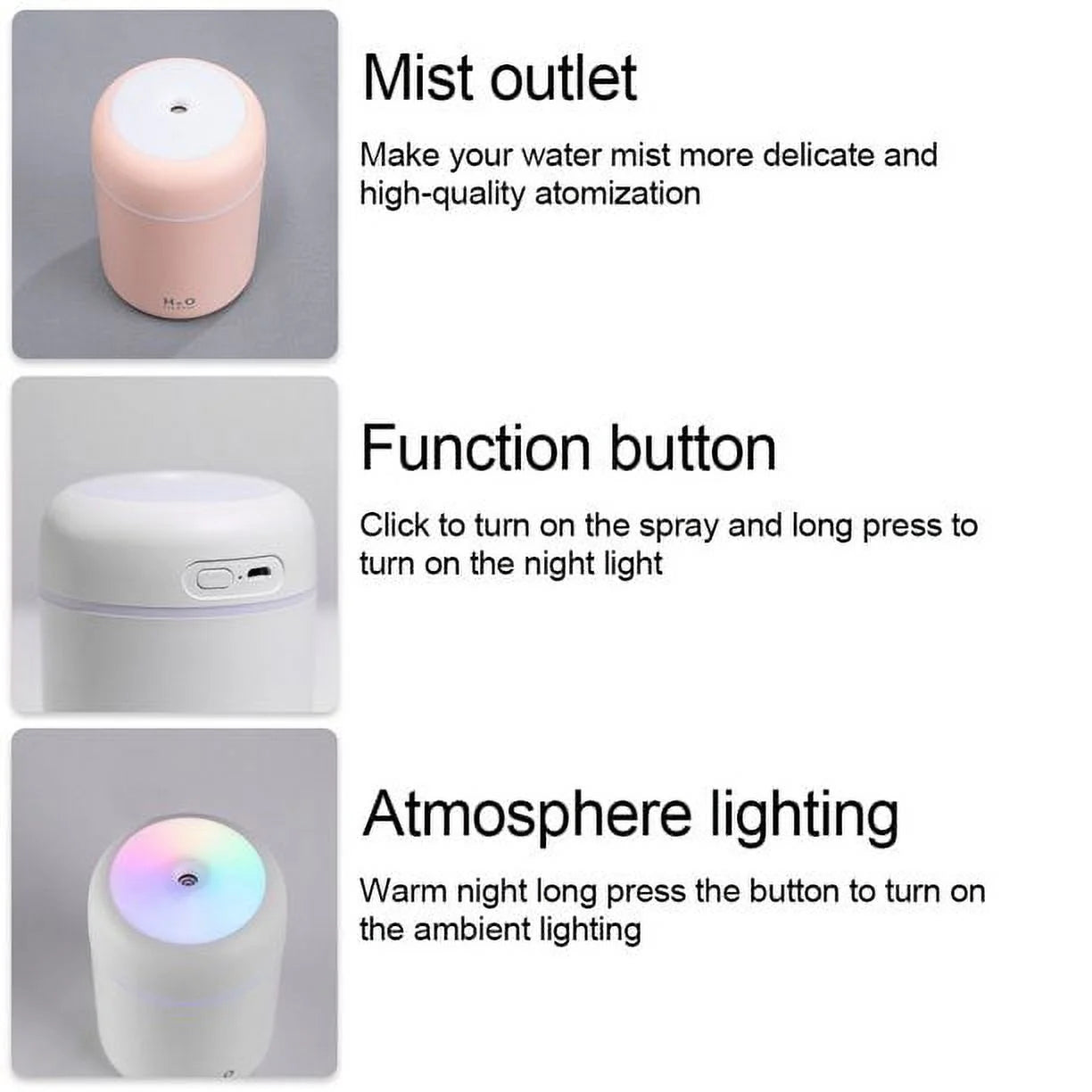 Air Humidifier 300Ml Ultrasonic Aroma Essential Oil Diffuser Mini USB Cool Mist Maker Aromatherapy with Colorful Light C