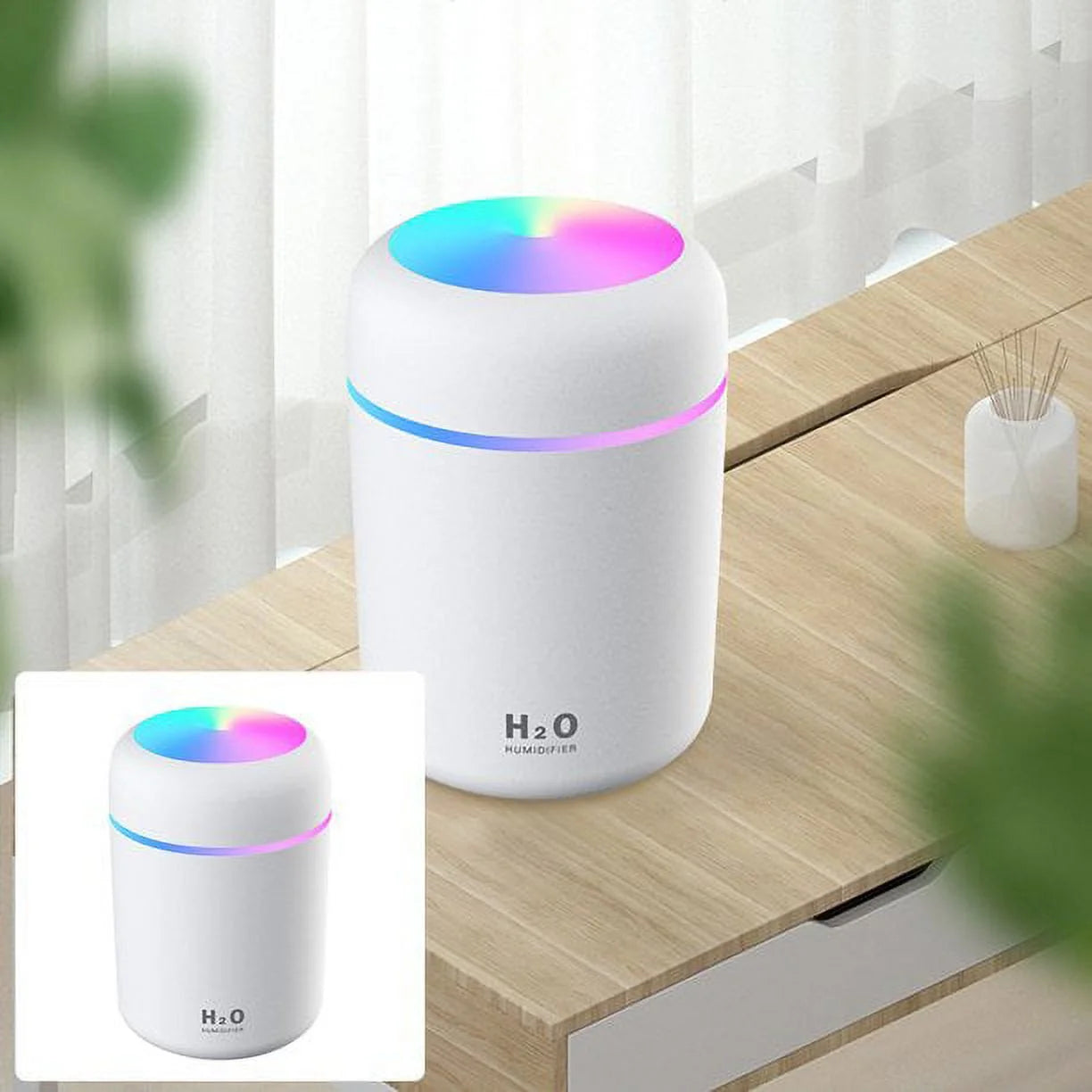 Air Humidifier 300Ml Ultrasonic Aroma Essential Oil Diffuser Mini USB Cool Mist Maker Aromatherapy with Colorful Light C