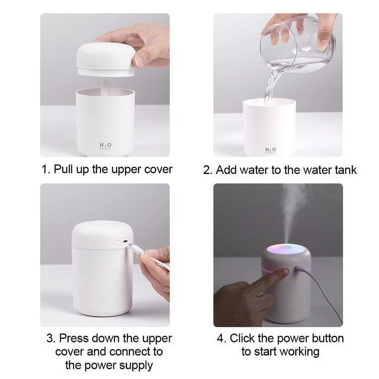 Air Humidifier 300Ml Ultrasonic Aroma Essential Oil Diffuser Mini USB Cool Mist Maker Aromatherapy with Colorful Light C