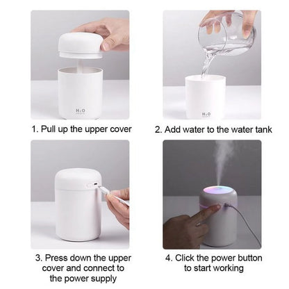 Air Humidifier 300Ml Ultrasonic Aroma Essential Oil Diffuser Mini USB Cool Mist Maker Aromatherapy with Colorful Light C