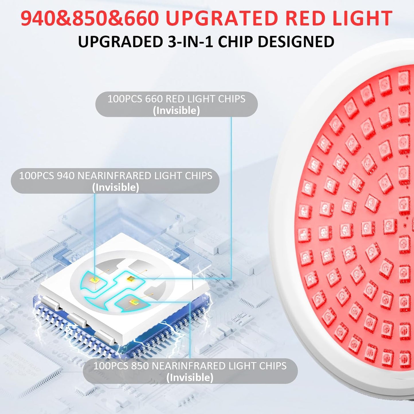 Red Light Therapy for Face, 660Nm & 850Nm & 940Nm Infrared Light Therapy, Height Adjustable & Angle Adjustable & Timer, 100Leds Red Light Therapy Lamp for Home Use