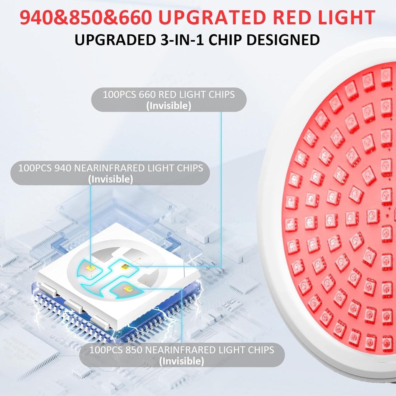 Red Light Therapy for Face, 660Nm & 850Nm & 940Nm Infrared Light Therapy, Height Adjustable & Angle Adjustable & Timer, 100Leds Red Light Therapy Lamp for Home Use